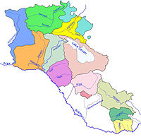 mapa povodí řek v Arménii