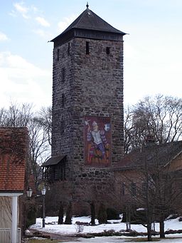 The Romäus tower taken inside the city walls of Villingen (Germany).