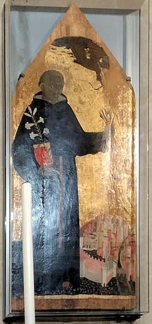 San Nicola da Tolentino che salva Pisa dalla peste, a Pisa nella Chiesa di S. Nicola da Bari, prima metà del XV secolo - Autore ignoto di ambiro locale - tempera du tela