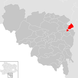 Poloha obce Schwarzau am Steinfeld v okrese Neunkirchen (klikacia mapa)