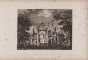Engraving of the abbey by James Fittler in Scotia Depicta, published 1804 Scotia Depicta - Pluscardine Abbey -Plate-.jpg