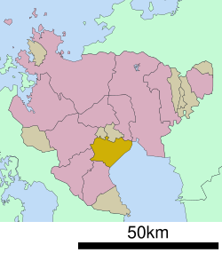 Shiroishi okulunun Saga Prefecture şehrindeki konumu