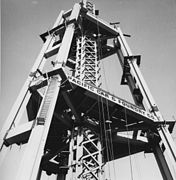 Space Needle under construction, 1961. From the Municipal Archives.