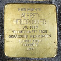 Stolperstein for Alfred Heilbronner (1897) in Memmingen.jpg