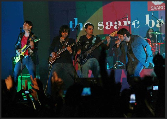 Maqsood (center left) performing in Dubai in 2009