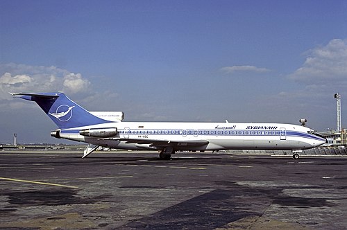 Brand new Syrian Air Boeing 727-200 (YK-AGC) at Paris-Bourget. (1976)