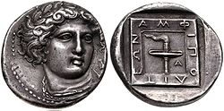 Τετράδραχμο της Αμφίπολης, επιγραφή ΑΜΦΙΠΟΛΙΤΩΝ, 364-363 π.Χ.