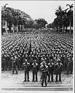 The Japanese-American 442nd Regimental Combat Team (1943) The Japanese-American 442nd Regimental Combat Team stands in formation at Iolani Palace, Hawaii in March 1943.jpg