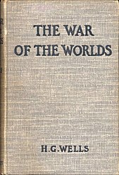 HG Wells, War of the Worlds;  Bokomslag av første utgave