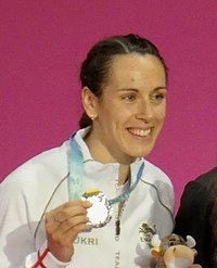 The six medallists in the women's doubles (cropped) (Chloe Birch).jpg