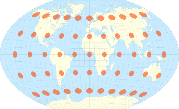 The Winkel tripel projection with Tissot's indicatrix of deformation