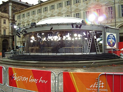 The outdoor studio at the Torino Winter Olympic Games, 2006