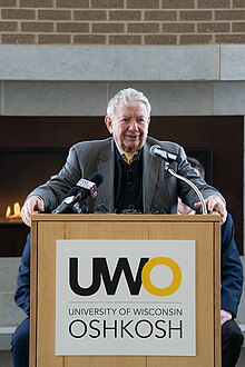 Thompson as UW System President at UW Oshkosh in March 2022. Tommy Thompson UWO.jpg