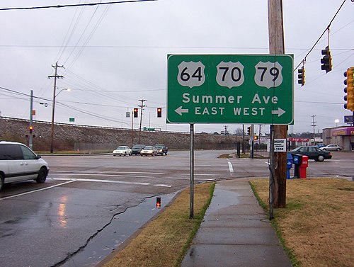 US64/US70/US79 overlap on Summer Avenue in Memphis, Tennessee. (2008)