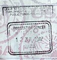 British entry stamp issued by the UK Border Force at Gare du Nord.