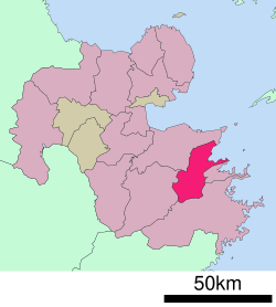 Usuki okulunun Ōita Prefecture'daki konumu