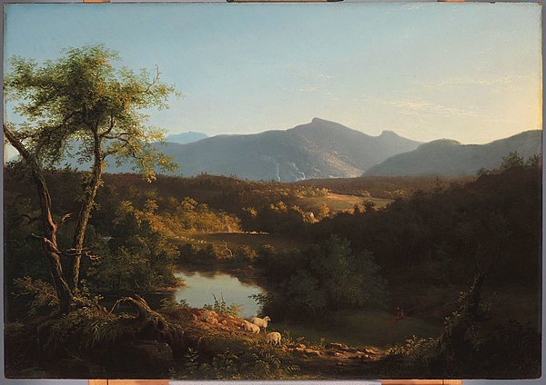 View Near the Village of Catskill, by Thomas Cole, 1827. One of his many paintings to feature High Peak and Round Top.