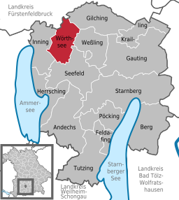 Läget för Wörthsee i Landkreis Starnberg