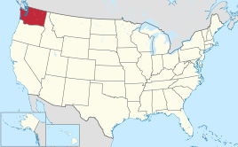 USA, Washington kart uthevet