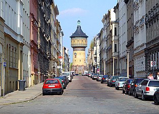 Een watertoren in Halle