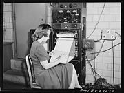 ラジオゾンデからの信号の受信。（ワシントン・ナショナル空港内U.S. Weather Bureau station、1943年。)