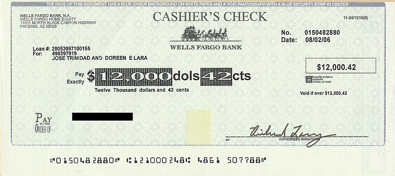 File:Wells Fargo counterfeit cashier's check 2006.jpg