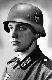 Werner Goldberg, who was part Jewish but blond and blue-eyed, was used in Nazi recruitment posters as "The Ideal German Soldier." WernerGoldberg.jpg