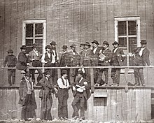 White men pose, 104 Locust Street, St. Louis, Missouri, in 1852 at Lynch's slave market. White men pose, 104 Locust Street, St. Louis, Missouri in 1852 at Lynch's Slave Market - (cropped).jpg