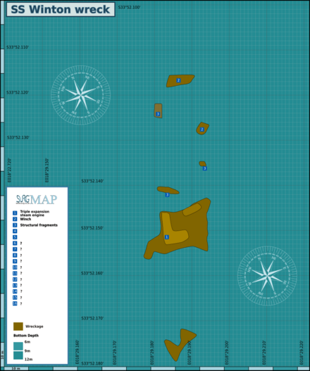 Map of the wreck of the Winton