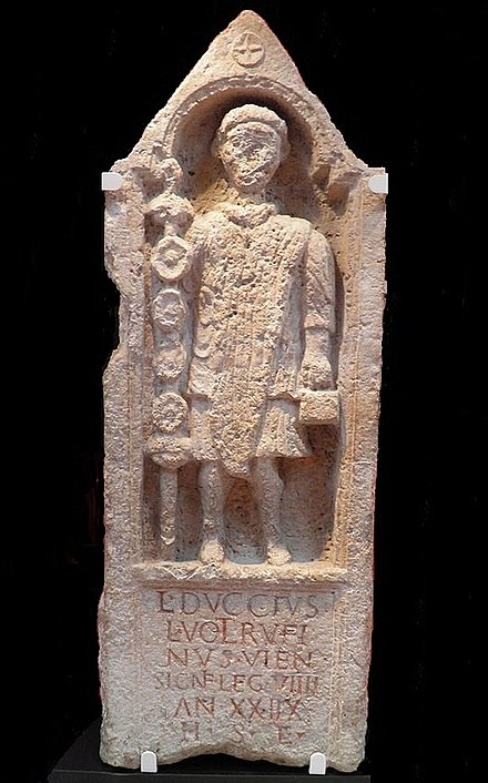 Memorial to Lucius Duccius Rufinus, a standard bearer of the Ninth Legion, Yorkshire Museum, York