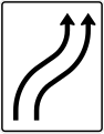 511-21 Verschwenkungstafel; Darstellung ohne Gegenverkehr: zweistreifig nach rechts