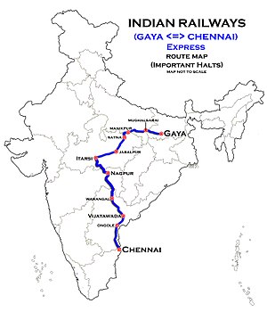 (Gaya - Chennai) Ekspres Güzergah map.jpg