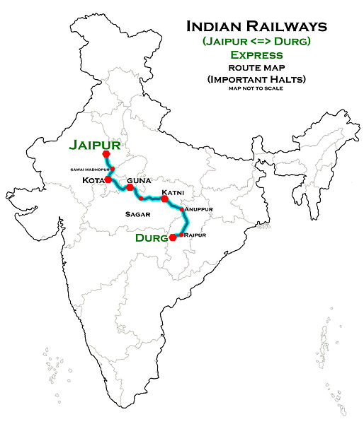 File:(Jaipur - Durg) Express Route map.jpg