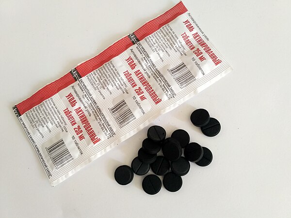 Activated charcoal for medical use