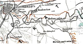 Аул Лакшукай на пятиверстной карте XIX века