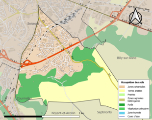 Carte des infrastructures et de l'occupation des sols de la commune en 2018 (CLC).