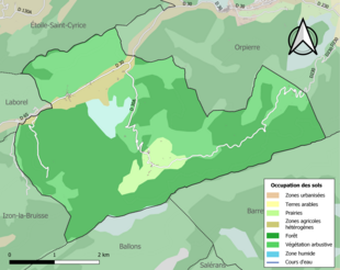 Színes térkép mutatja a földhasználatot.