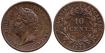 10 céntimos, colonias francesas, 1839, Louis Philippe I.jpg