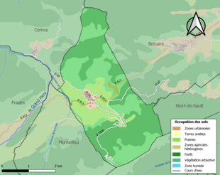 Mapa de colores que muestra el uso de la tierra.