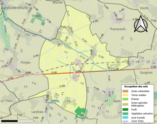 Carte en couleurs présentant l'occupation des sols.