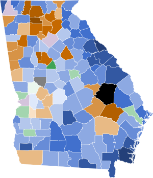 1863 Georgia Confederate gubernatorial election results by county.svg