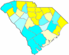 Yellow counties were won by Orr and cyan counties were won by Hampton