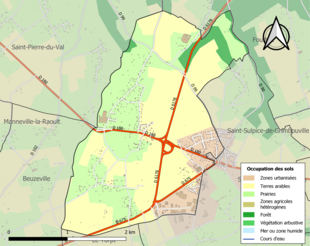 Barevná mapa znázorňující využití půdy.