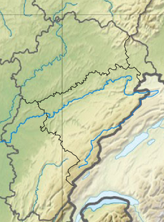 Mapa konturowa Franche-Comté, po prawej nieco u góry znajduje się punkt z opisem „Stade Auguste Bonal”