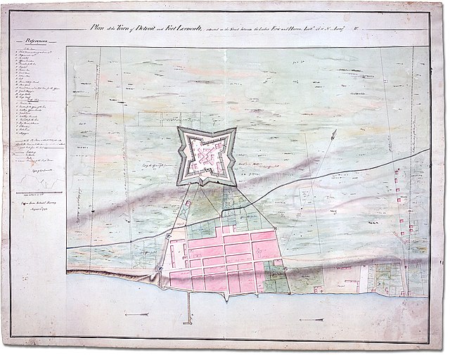 Plan of Detroit and its fort, 1792