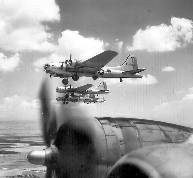 B-17s of the 483d Bombardment Group in formation during a combat mission