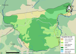 Barevná mapa znázorňující využití půdy.