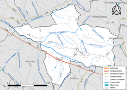 Réseaux hydrographique et routier de Verlhac-Tescou.