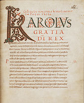 Strona z IX wieku napisana małymi literami w Karolinie.