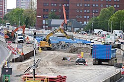 An overview of the Mytongate Underpass dig site on the A63 in Kingston upon Hull.